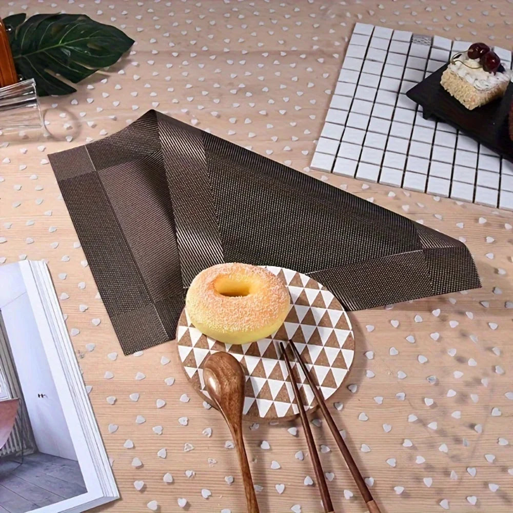 Place Mats for Kitchen Dining Table, Heat-Resistant Anti-Skid Stain Washable PVC Table Mats, Easy to Cleaning Dinner Mats