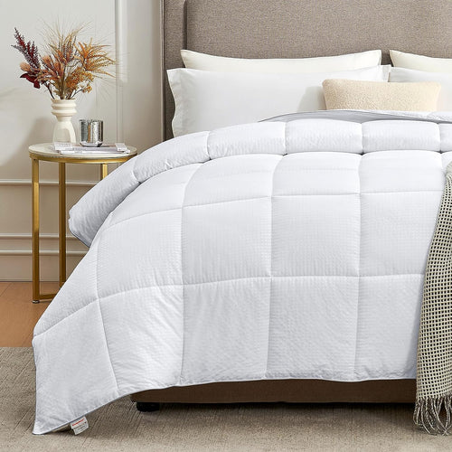 California King Comforter - White Duvet Insert down Alternative Bed Comforter, Lightweight Bedding Comforters Cal King Size Quilted Soft All Season White Square Embossed