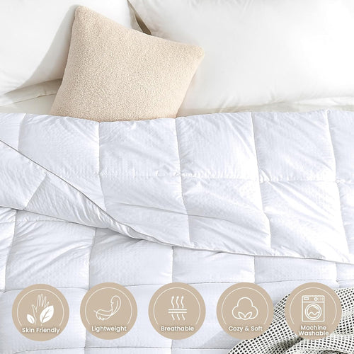 California King Comforter - White Duvet Insert down Alternative Bed Comforter, Lightweight Bedding Comforters Cal King Size Quilted Soft All Season White Square Embossed