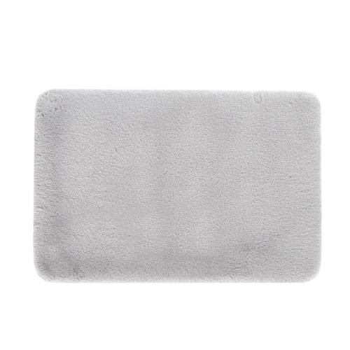 Silver Faux Rabbit Fur Bath Rug Set, 2-Piece, 17" X 24" & 20" X 30"