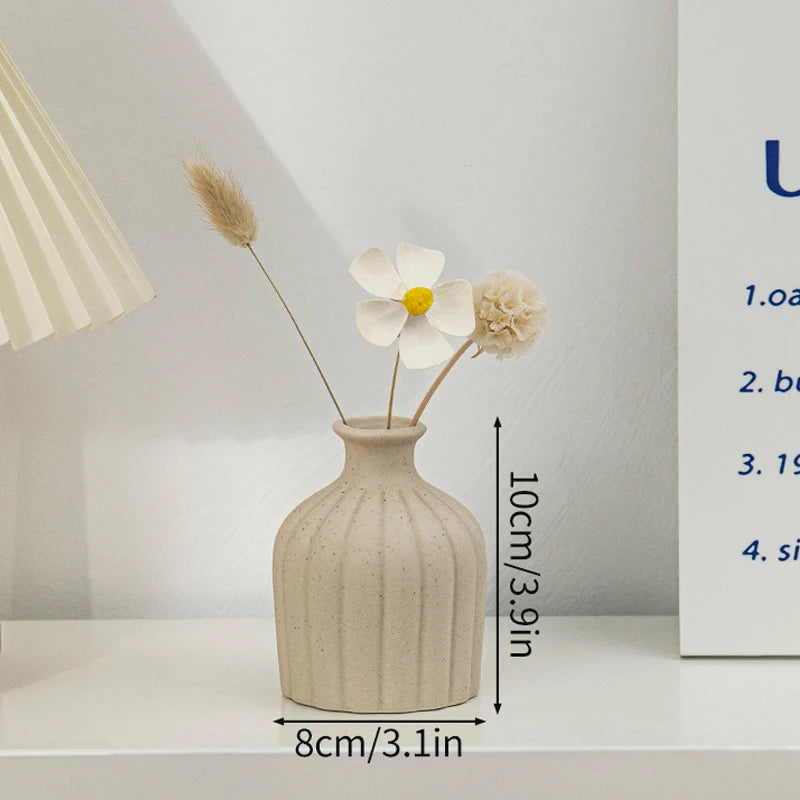 Ceramic Flower Vase Retro Table Decorative Vase Dried Flower Arrangement Pot Home Wedding Gifts Aesthetic Vase Desktop Ornament