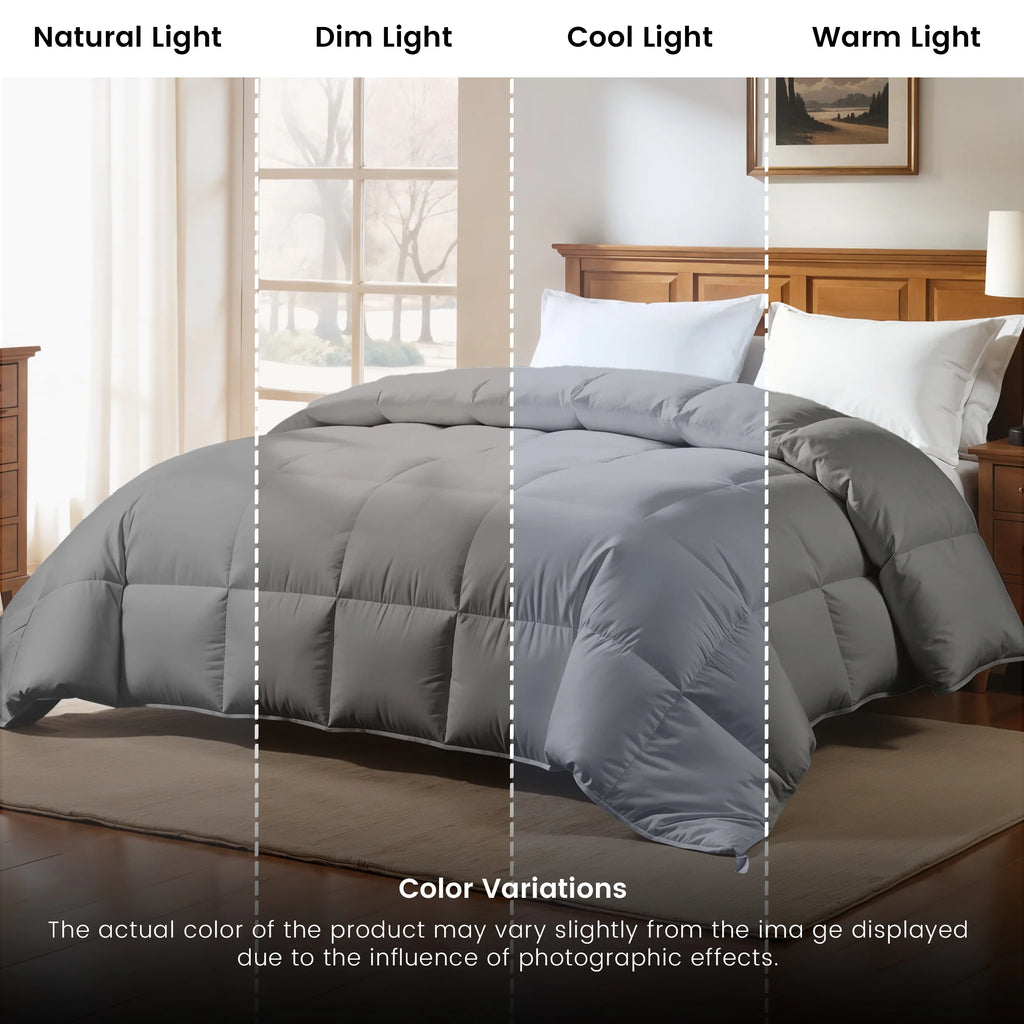 Reversible down Alternative Soft Quilted Queen Comforter - All Season Duvet Insert with Corner Tabs (Queen, Grey)