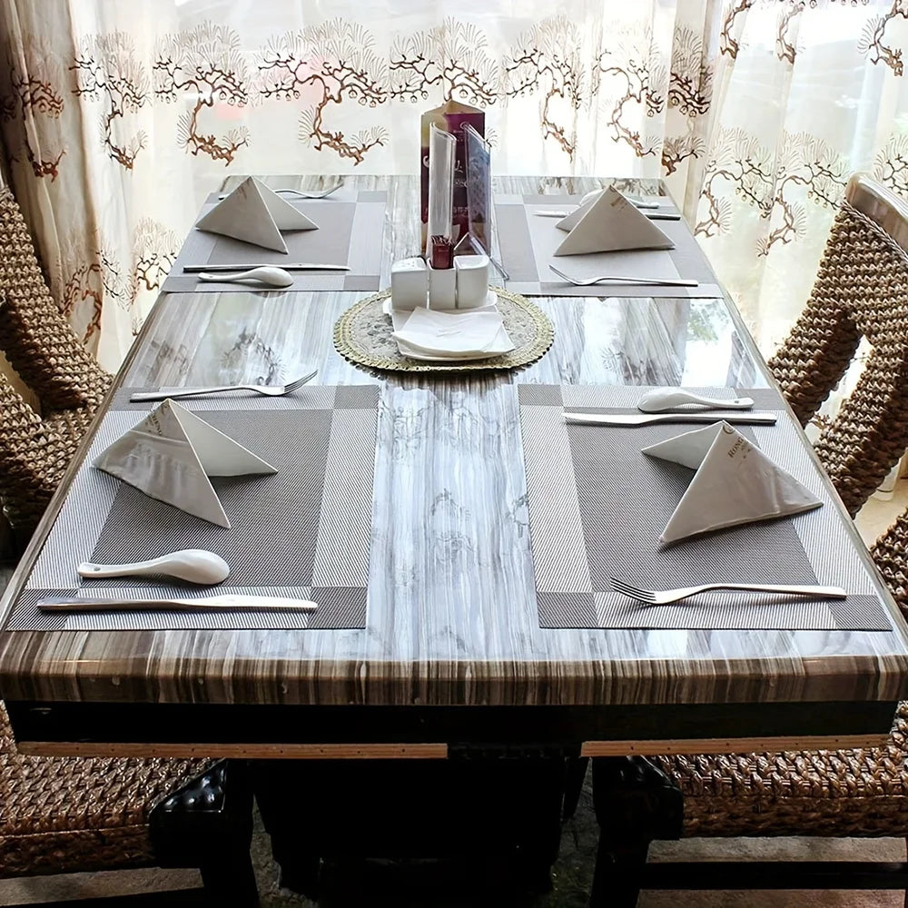 Place Mats for Kitchen Dining Table, Heat-Resistant Anti-Skid Stain Washable PVC Table Mats, Easy to Cleaning Dinner Mats