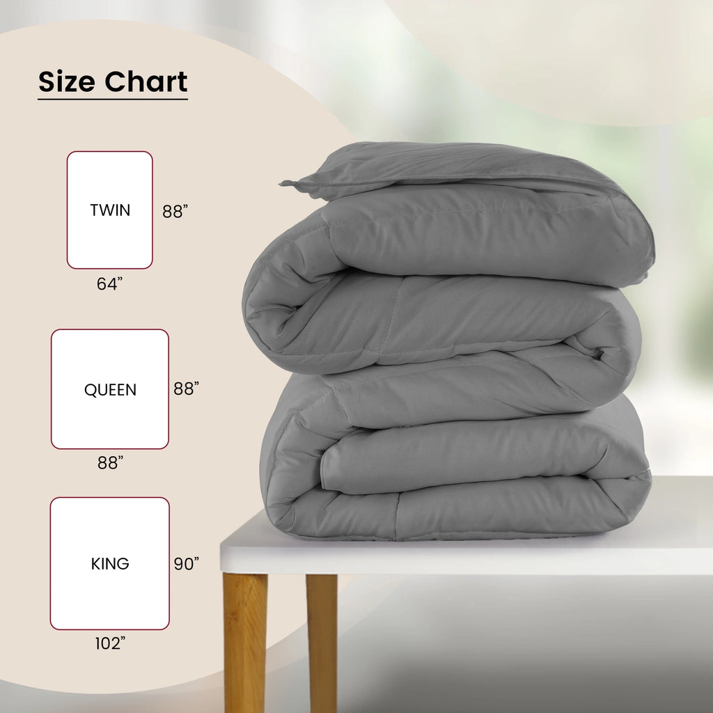 Reversible down Alternative Soft Quilted Queen Comforter - All Season Duvet Insert with Corner Tabs (Queen, Grey)