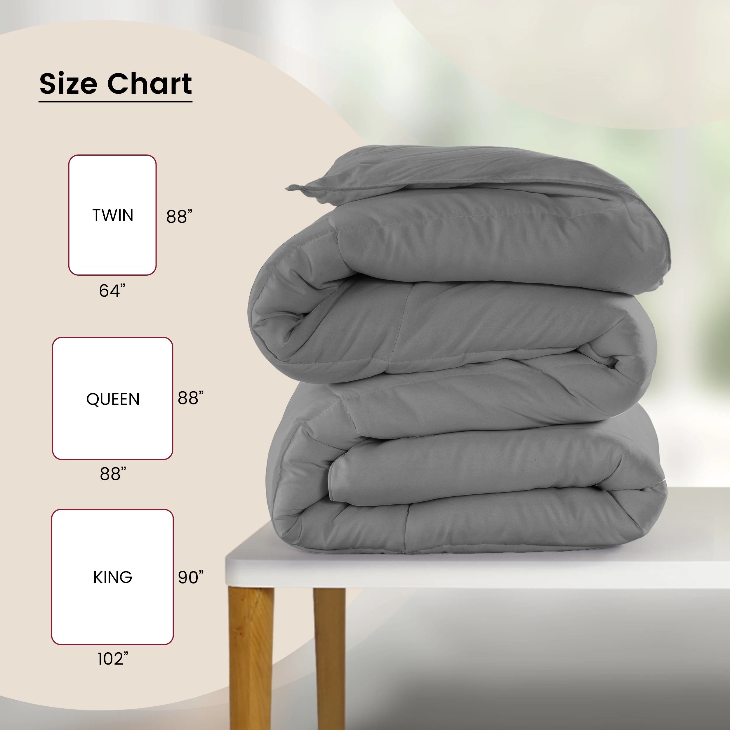 Reversible down Alternative Soft Quilted Queen Comforter - All Season Duvet Insert with Corner Tabs (Queen, Grey)