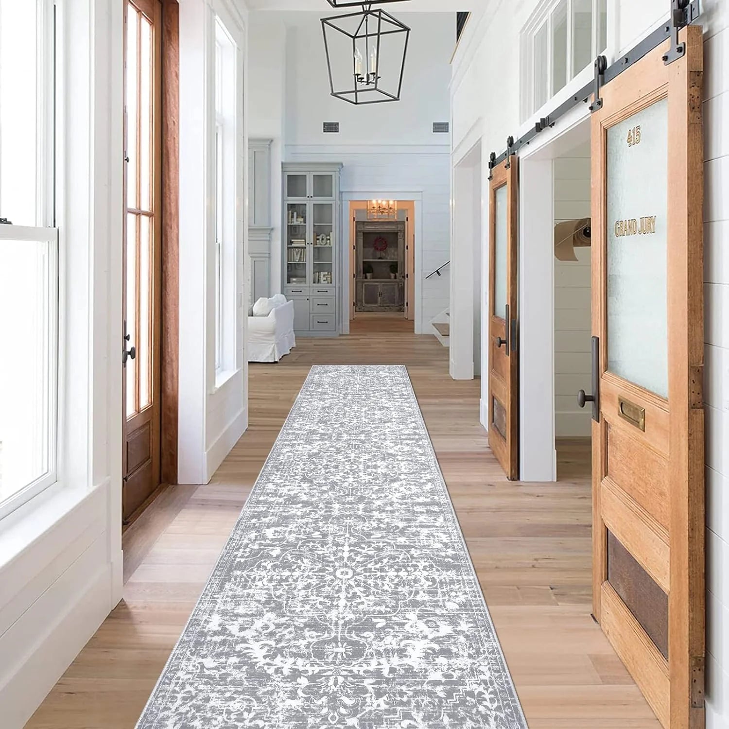 2'X10' Vintage Runner Rug 0.4" Distressed Hallway Rug Non Slip Laundry Runner Rug Decor Rug Washable Runner Rug Kitchen Floor Mat Entryway Rug Runner for Laundry Kitchen Entryway, Gray